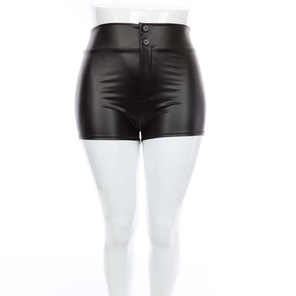 USA HIGH WAISTED BEAUTIFUL WOMEN PU LEATHER SHORT PANTS PLUS SIZE XL-2X-3X MATT